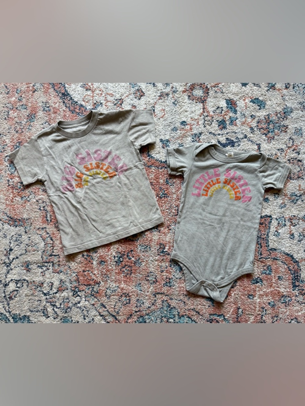 Sibling Matching Set with Pink & Yellow Rainbow Graphic - 18-24M $ 4T